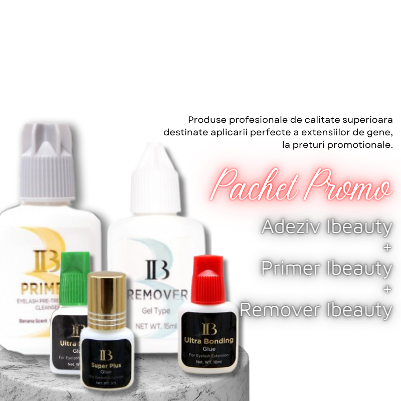 Pachet Promo Adeziv Ibeauty 5ml + Primer Ibeauty + Remover Gel Ibeauty