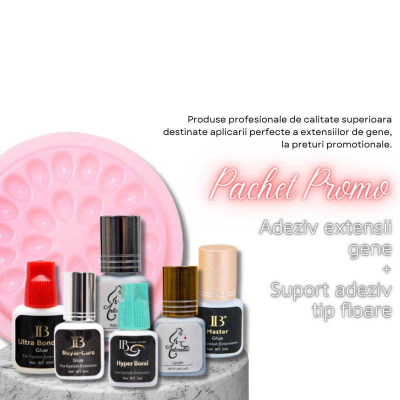 Pachet Promo Adeziv extensii gene 5ml + Suport Adeziv Tip Floare