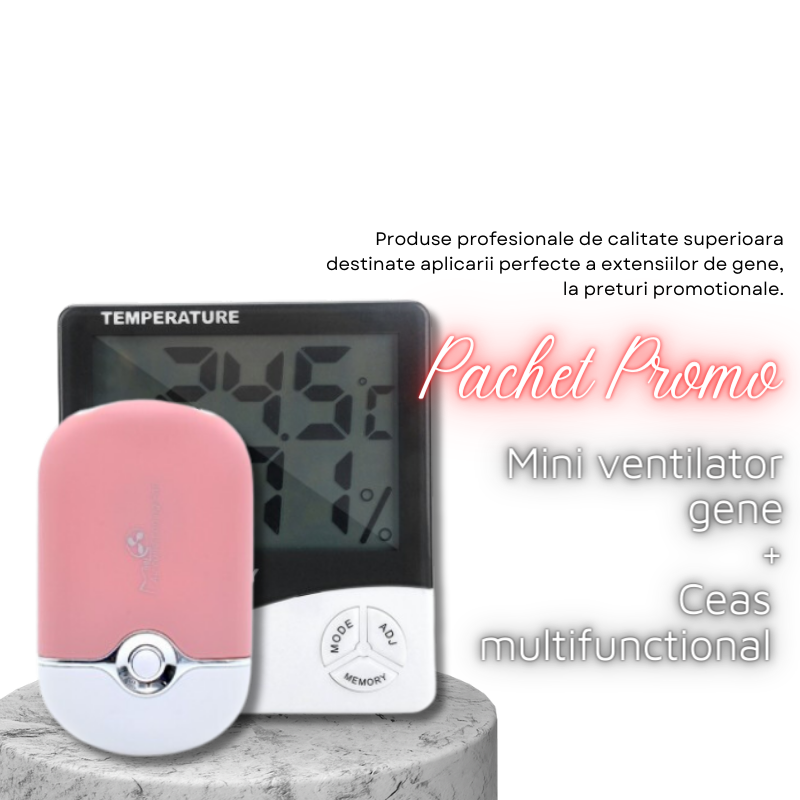 Pachet Promo Mini Ventilator Gene+Ceas Multifunctional
