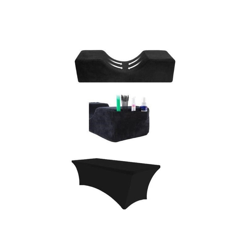 Pachet Perna Extensii Gene Negru + Husa Perna  Negru +Husa Pat Cosmetic Negru