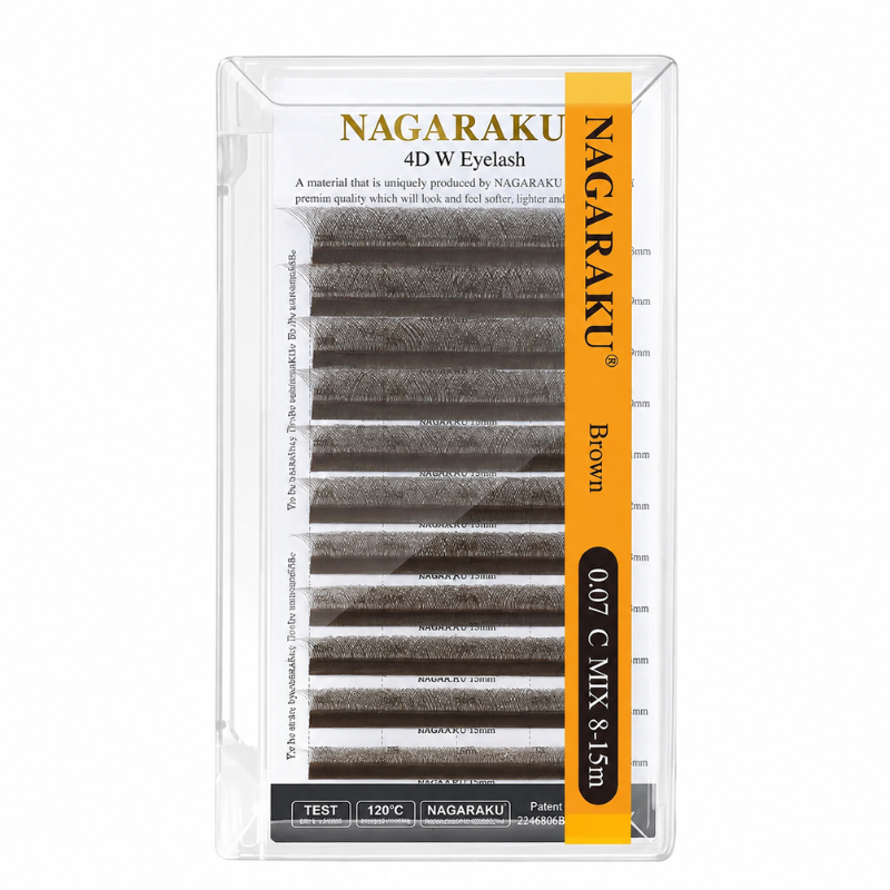 Extensii Gene Nagaraku 4D W gata facute Dark Brown, 12 linii