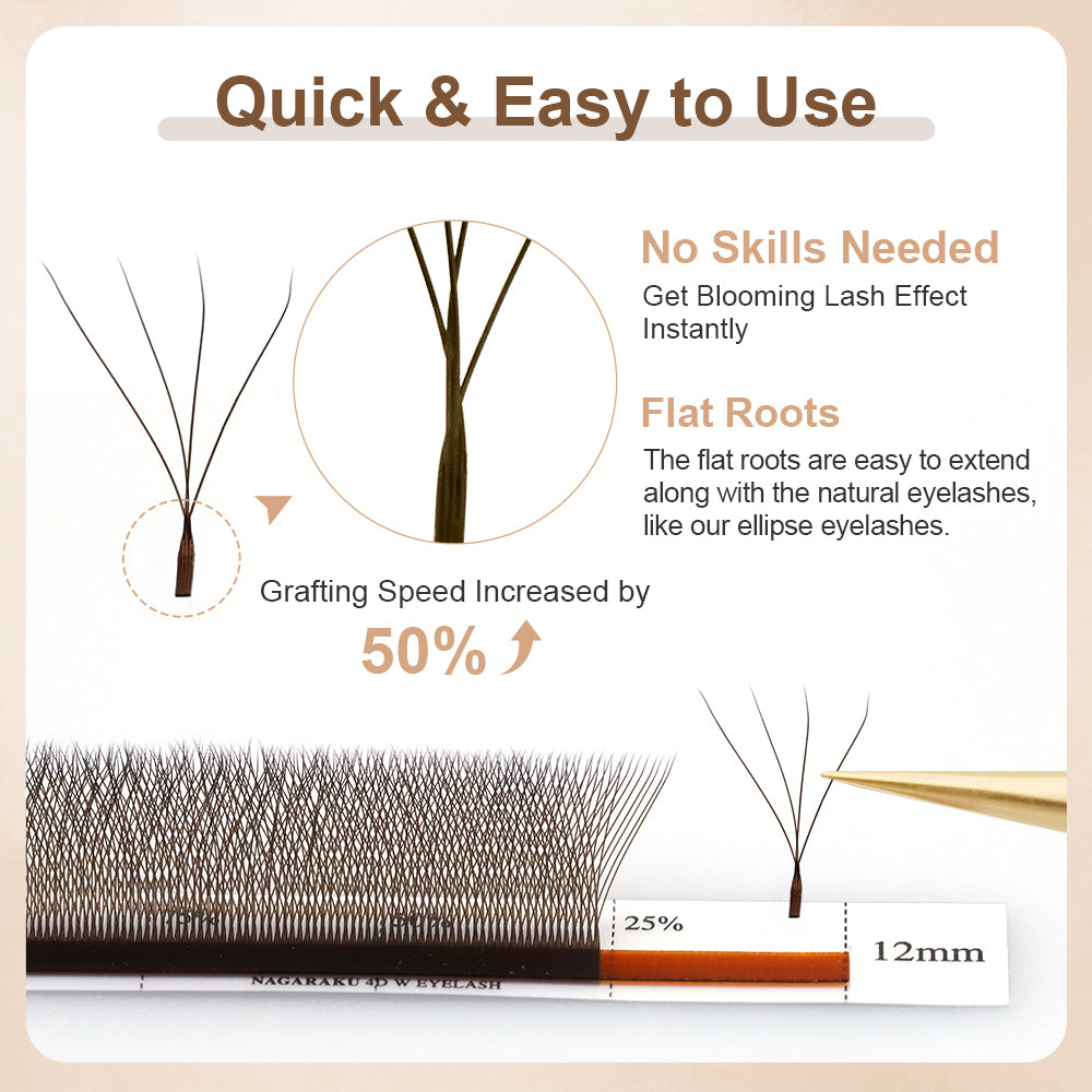 Extensii Gene Nagaraku 5D W gata facute Dark Brown, 12 linii