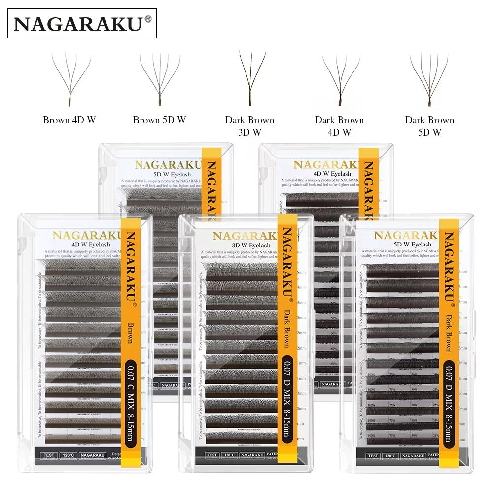 Extensii Gene Nagaraku 5D W gata facute Dark Brown, 12 linii