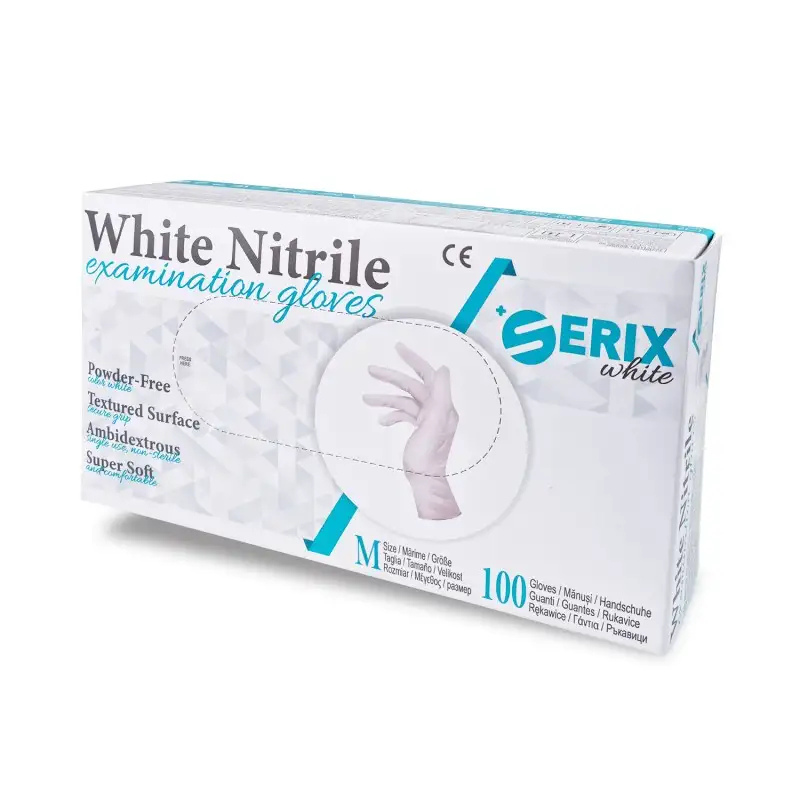 Manusi Nitril Nepudrate Albe 3.5g Serix White 100BUC