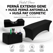 Pachet Promo Perna extensii gene Negru +Husa perna Antonella Negru+Husa pat cosmetic Negru