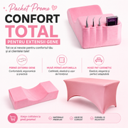 Pachet Promo Perna extensii gene Roz +Husa perna Antonella Roz+Husa pat cosmetic Roz